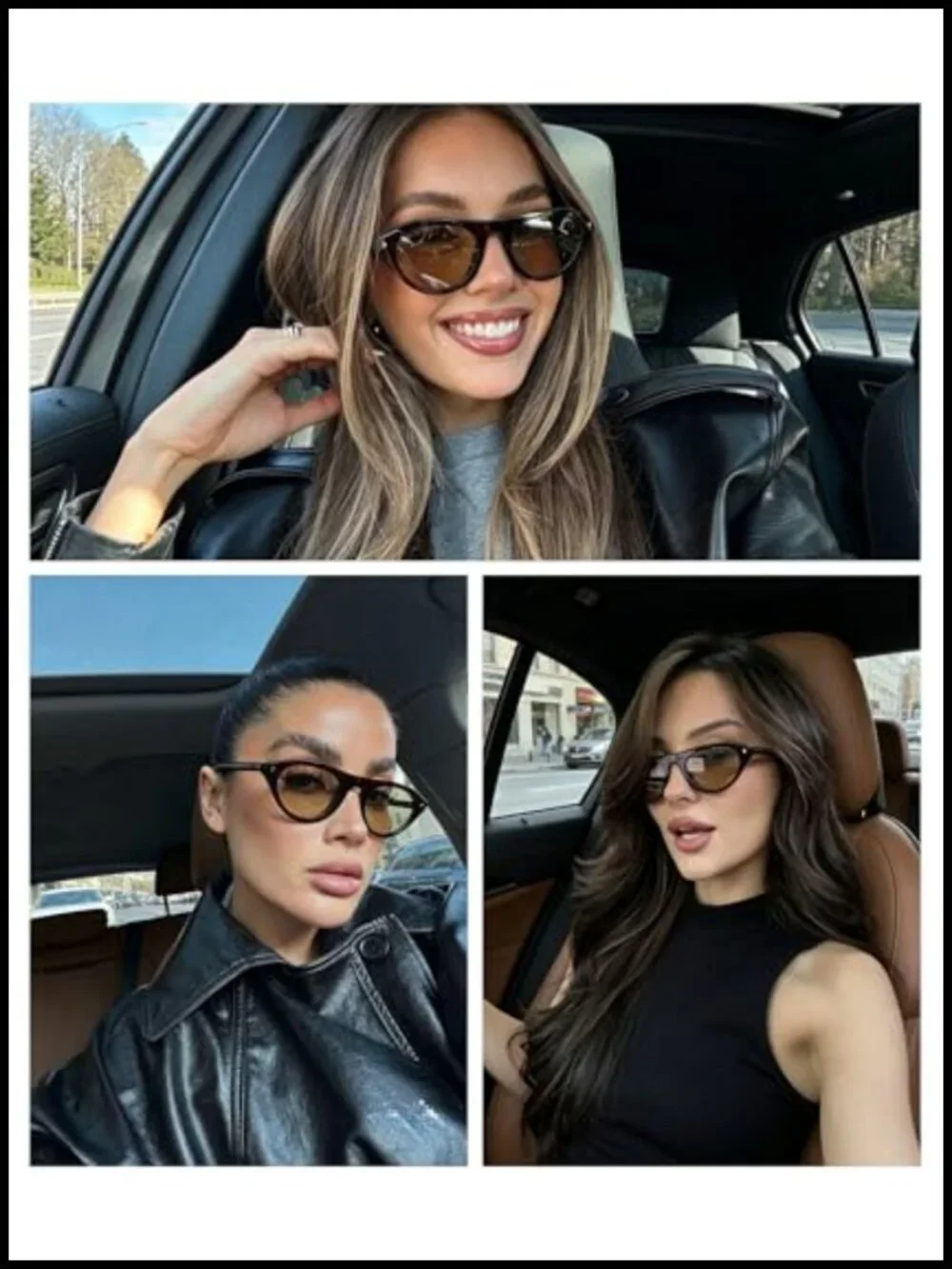 Trendy Retro Cat Eye Sunglasses UV400 Protection Lightweight Oval Narrow Frame